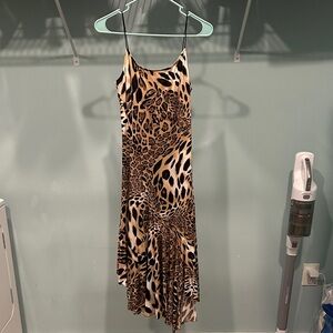 Vintage Newport News satin Asymmetrical Leopard Print Dress